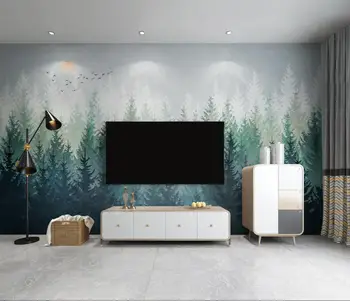 Изготовленный на заказ 3D-рисунок в стиле скандинавской фантазии, настенные обои с деревьями и птицами, фон для телевизора в гостиной, обои для домашнего декора